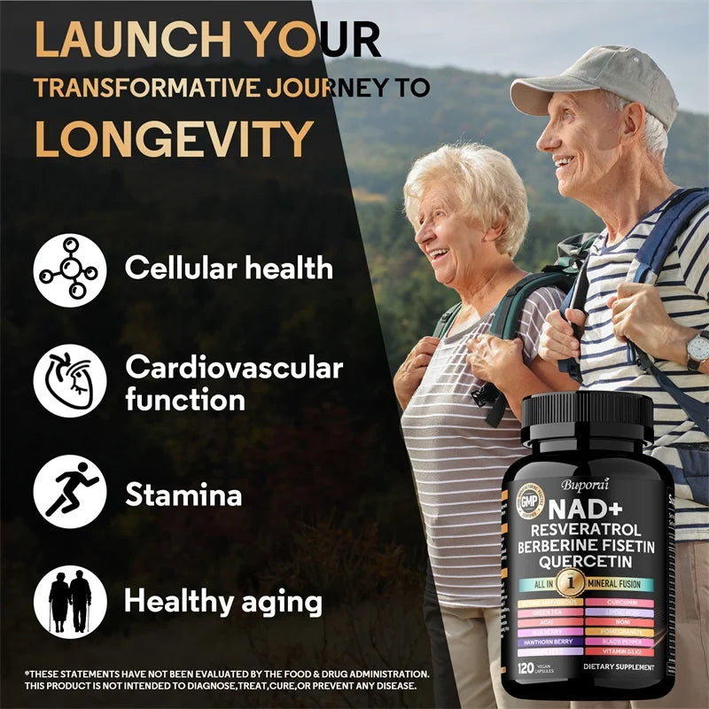 NAD Resveratrol Berberine - Cellular Health, Supports Endurance, Healthy Aging, Cardiovascular Function