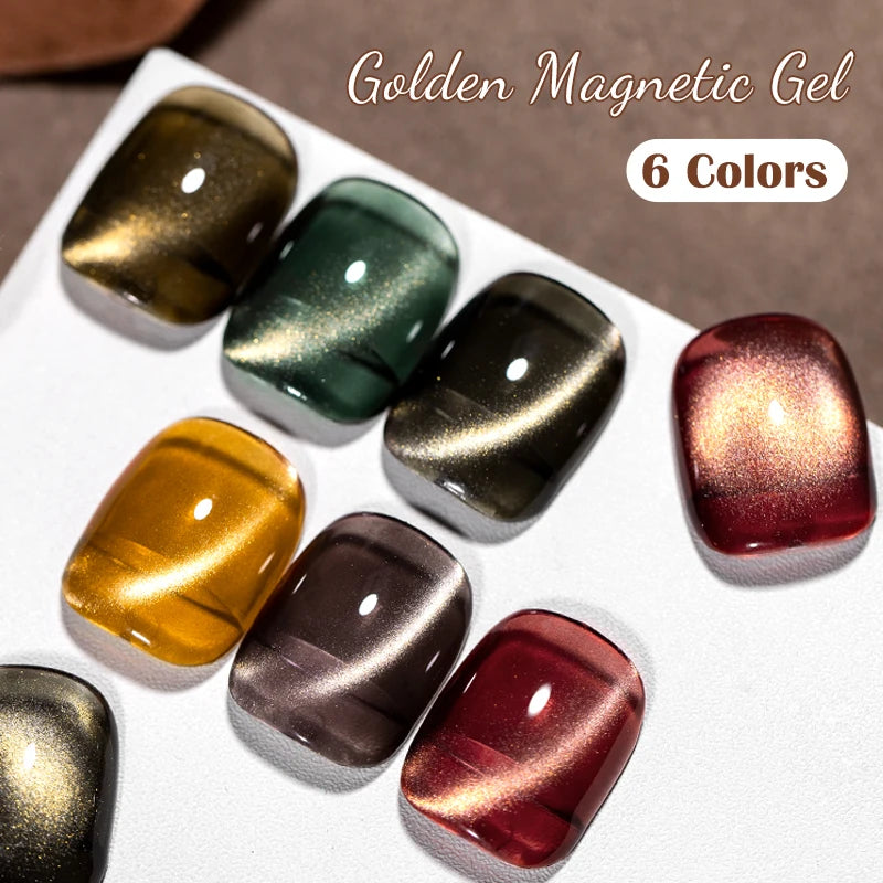 MEET ACROSS 7ml Golden Cat Magnetic Gel Nail Polish Dark Brown Red Green Christmas Nail Art Varnish Winter Autumn For Nails