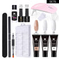 Poly Nail Gel Kit with 6W LED Lamp, All-In-One Set for Manicure, Semi-Permanent Extension Gel and Acrylic French Nails with Tool