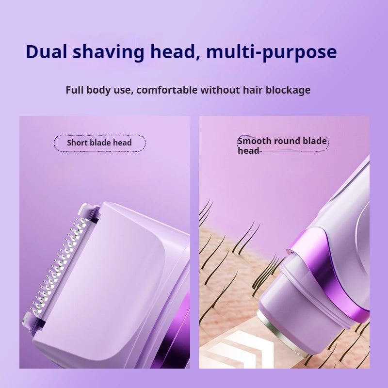 2in1 Electric Razor for Women Painless Hair Removal Rechargeable Body Trimmer Underarm Mustache Epilator Shaver