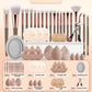 20 makeup brushes+3 round powder puffs+3 triangular powder puffs+3 beauty eggs+3 finger powder puffs+3 mini beauty eggs+1 washin
