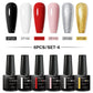 MEET ACROSS 6Pcs Gel Nail Polish Set Pink Red Green Macaron Color Manicure Kit For Nails UV Gel Nail Art Varnish Nail Supplies