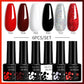 LILYCUE 6Pcs/Set Red Nude Glitter Gel Nail Polish Gorgeous Full Coverage Soak Off UV Gel Nail Art Base Top Coat Gel Polish Kits