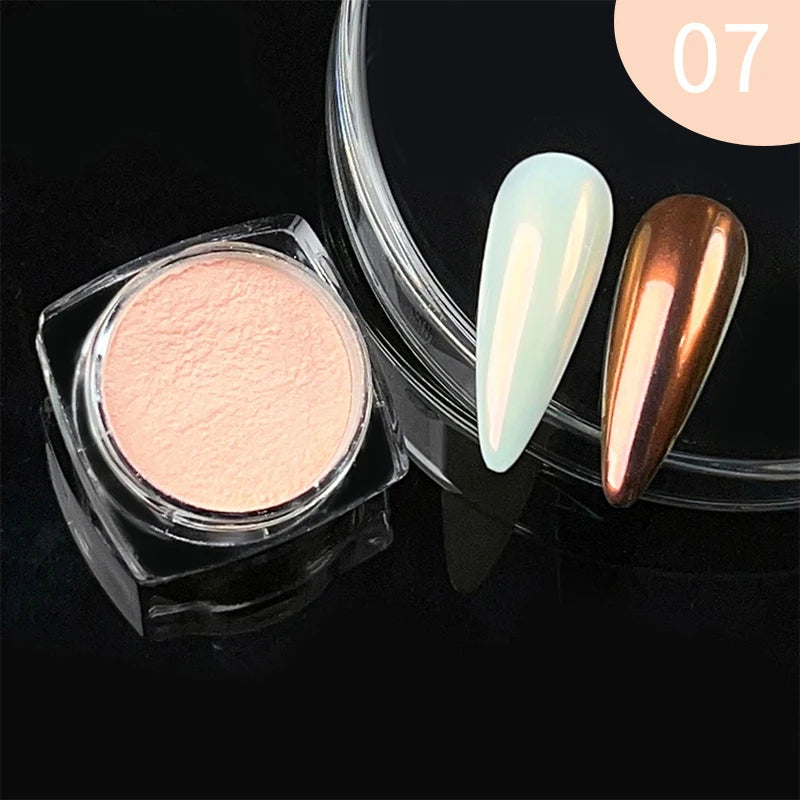NICOLE DIARY 5g Aurora Pearl White Pink Nail Powder Pigments Metallic Rubbing Dust Moonlight Effect Nail Arts Decoration