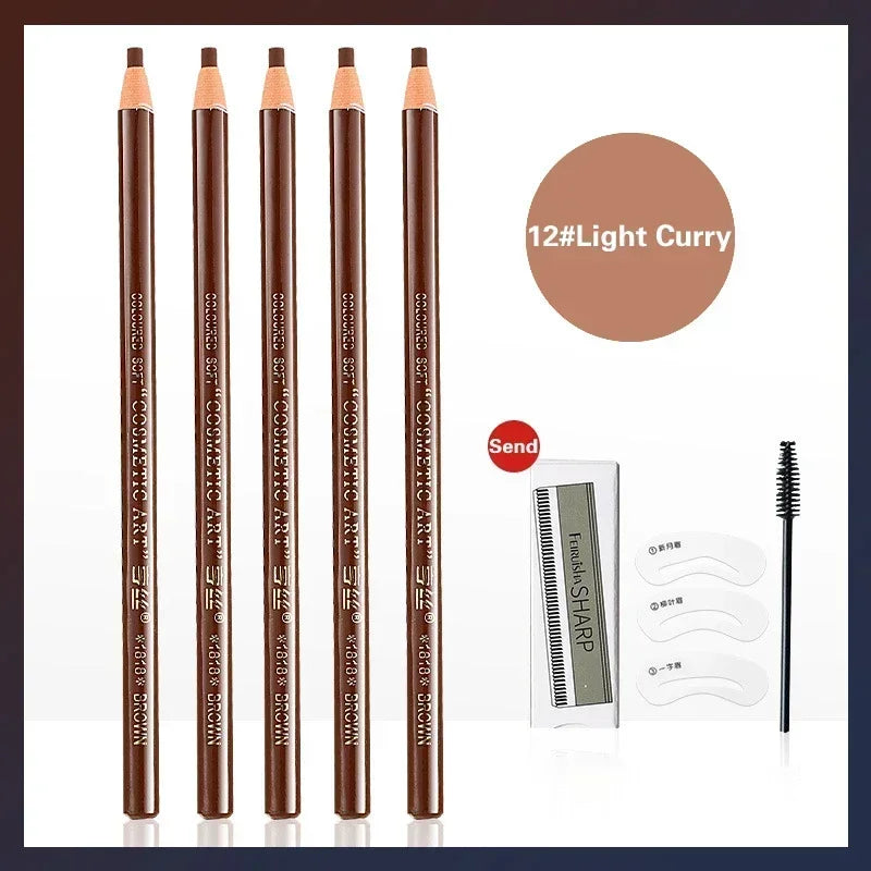 5pcs Professional Waterproof Microblading-Style Eyebrow Pencils – Long-Lasting, Smudge-Proof, Natural Tint Makeup Enhancers