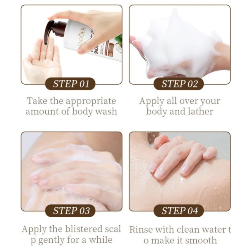 400ml Mild Coconut Shower Gel, Rich in Coconut Extract, Coconutamide Mea and Other Ingredients, with a Rich Coconut Scent, Long-Lasting Fragrance after Use, Light Foam Like a Cloud, Both Dense and Delicate, It Can Moisturize