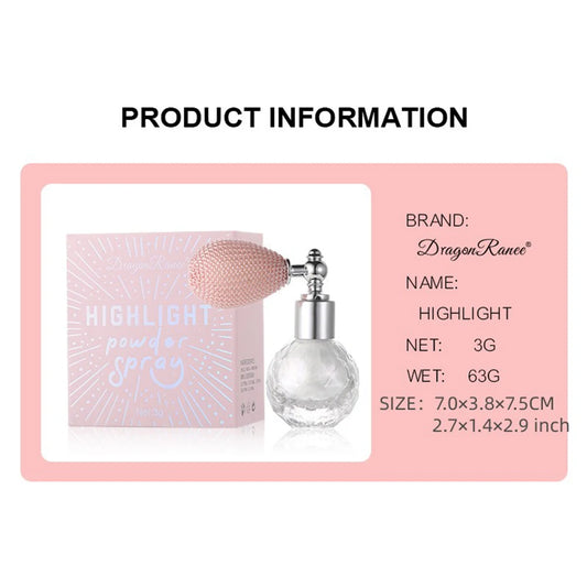 Shiny Glitter Body Powder Highlighter Spray with High Gloss Shines and Sparkles, Suitable for Face and Body Makeup Highlighter