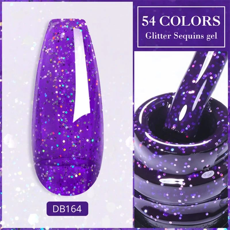 Mtssii 7ml Glitter Rubber Base Gel Polish Gold Sequins Pink White Base Gel Top Coat Soak Off UV LED Nail Art Varnish Manicure