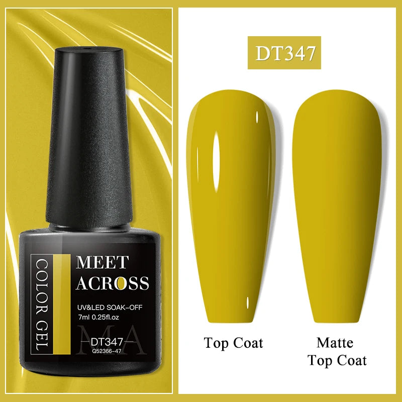 MEET ACROSS 7ml Glitter Gel Nail Polish Sparkly Sequins UV LED Soak Off Varnish For Manicure Semi Permanent Nail Art Gel Polish