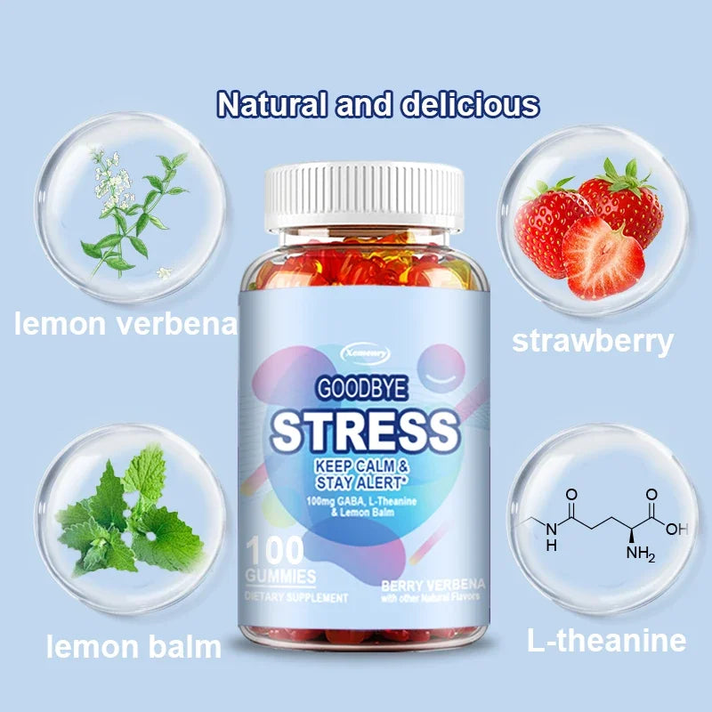 Goodbye Stress Gummies - Stress Relief, Sleep, Mood, Skin, Nails, Memory and Focus, Joint Support, Overall Health
