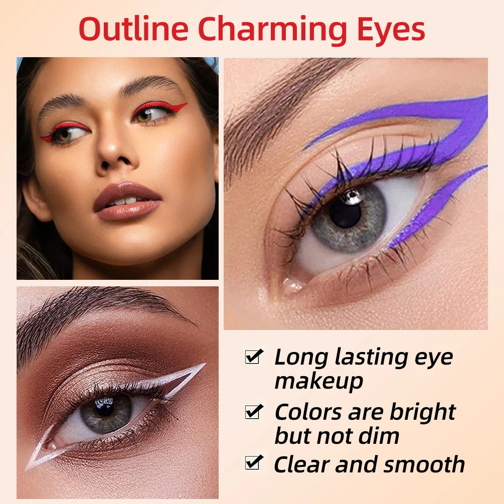 QIBEST Colored Eyeliner Set Waterproof Eyeliner Pencil Long Lasting Matte Eye Liner Makeup Colorful Liner Eyes Cosmetics Kits