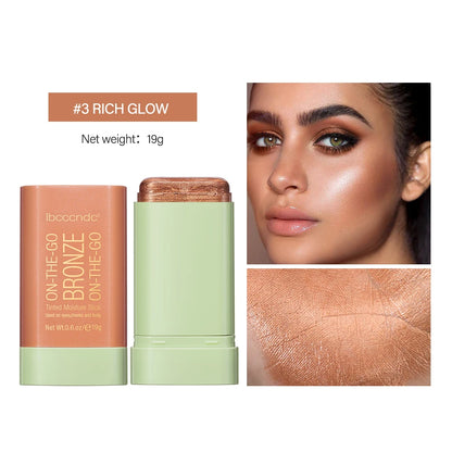 Peach Korean Makeup Contour Body Glitter Highlighter for Face Shading Stick Blush Blush Bronzer Cosmetics Blusher Powder Red