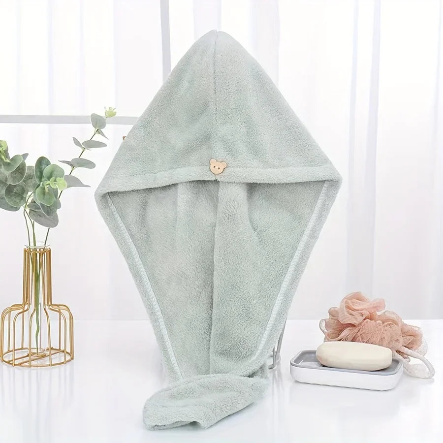 Ultra-Absorbent Microfiber Hair Towel - Double-Layered, Quick-Dry Design - Ideal for Shower, Gym & Spa Use
