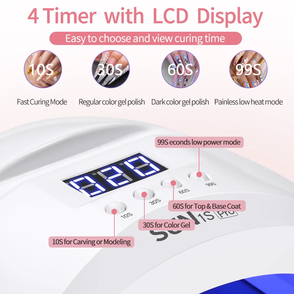 LINMANDA Sun 1S 48W UV LED Lamp for Nail 30 LEDs with 4 Timer Settings Smart Nail Dryer Nail Art Tools for Home Manicure Salon
