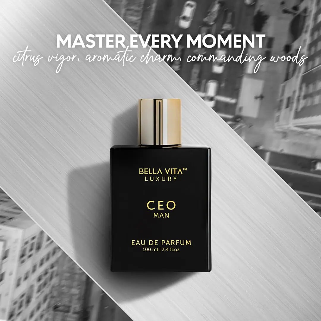 BellaVita Luxury CEO Men's Perfume 3.38 Fl.oz Long-Lasting Fragrance with Lemon Lavender Tonka Vetiver Moss for Men
