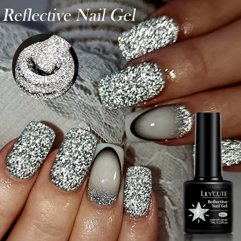 LILYCUTE 5ml Line Art Gel Nail Polish Gold Silver DIY Drawing Gel Reflective Glitter Design Semi Permanent Painting Gel Varnish