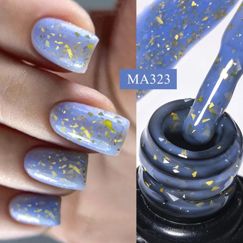 MEET ACROSS 7ml Rubber Base Gel Glitter Nude Pink White 2 In 1 Gel Nail Polish Nail Art Varnish For Nails Winter Autumn Manicure