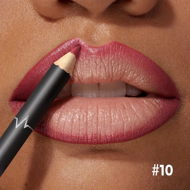 Waterproof Matte Lipliner Pencil – Red Contour Tint, Long-Lasting, Moisturizing Lips Makeup, 12 Colors