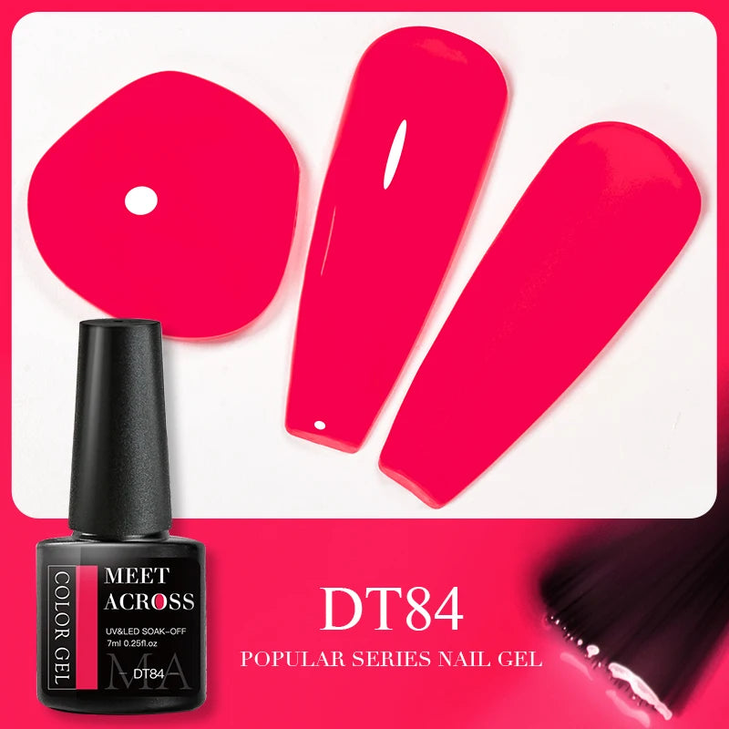 MEET ACROSS 7ml 140 Colors Glitter Gel Nail Polish Fluorescent Laser Semi Permanent Soak Off Nail Art UV Gel Varnish Manicure