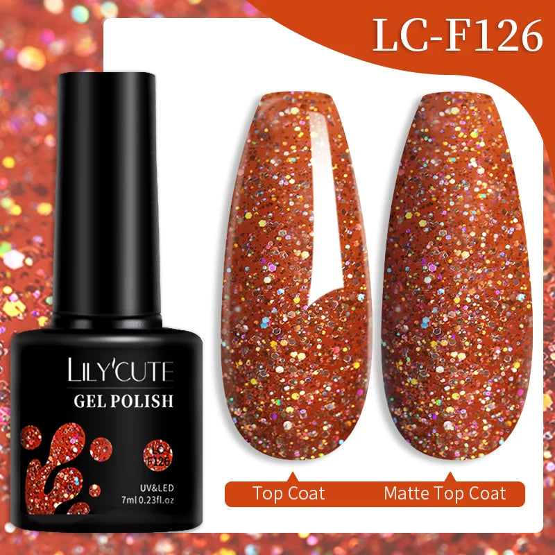 LILYCUTE Fluorescent Nail Gel Polish Orange Red Neon Bright Color Summer Series Soak Off For Manicure Nail Art UV Gel Varnish