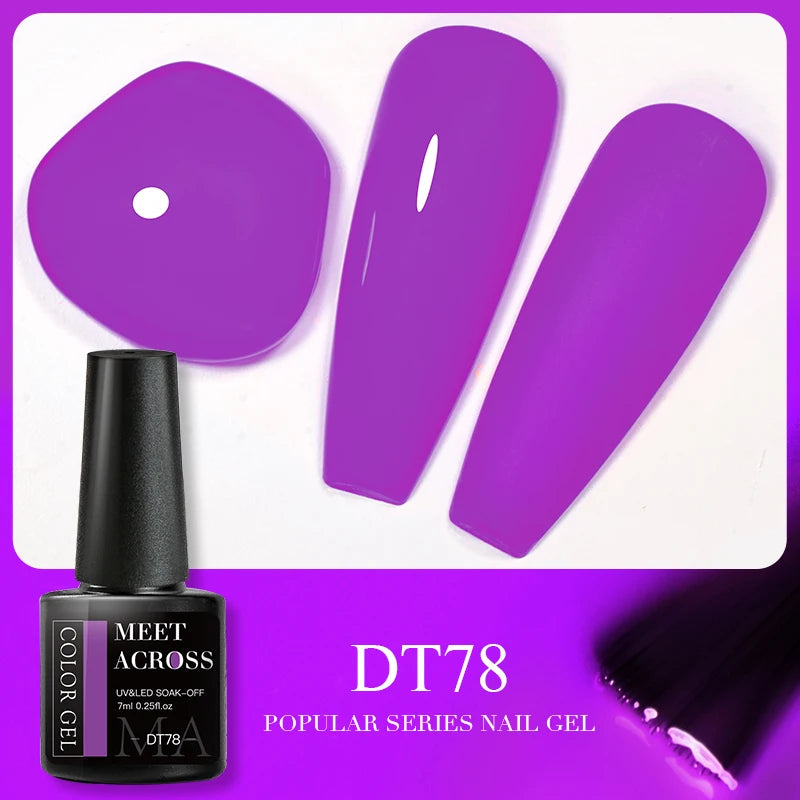 MEET ACROSS 7ml 140 Colors Glitter Gel Nail Polish Fluorescent Laser Semi Permanent Soak Off Nail Art UV Gel Varnish Manicure