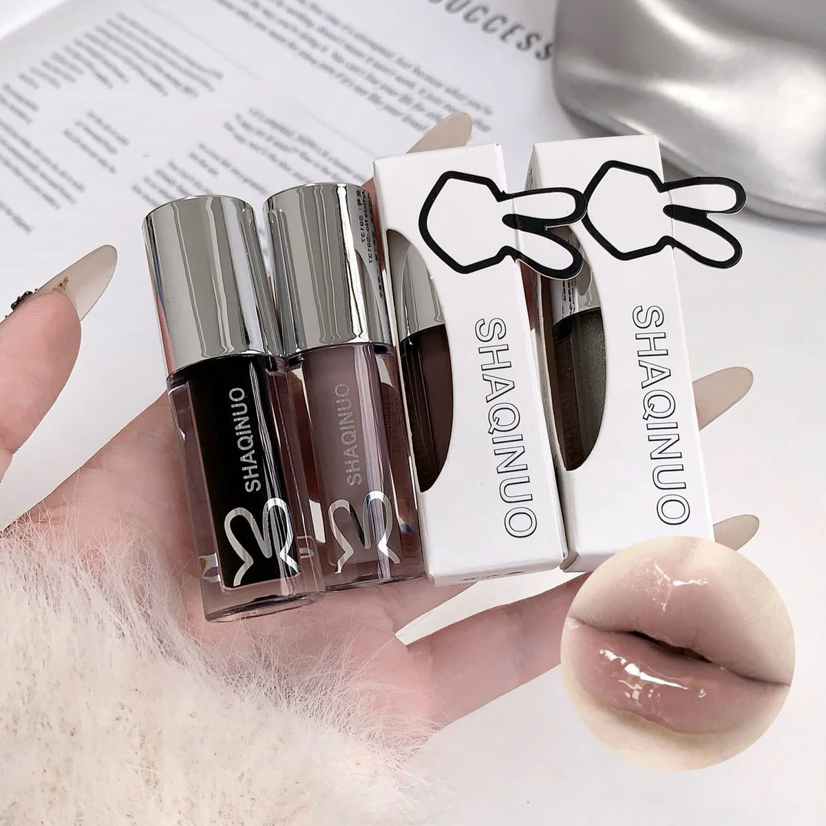 NEW Water Glazed Mirror Lip Gloss Makeup Crystal Nude Jelly Moisturizing Lip Glaze Long Lasting Black Liquid Lipstick Cosmetics