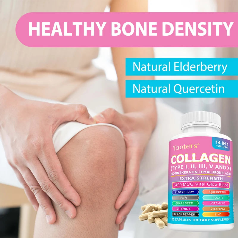 Collagen Types I, II, III, V and X - Biotin, Capillary Vitamin, Hyaluronic Acid - Supports Skin, Hair, Nails and Joints