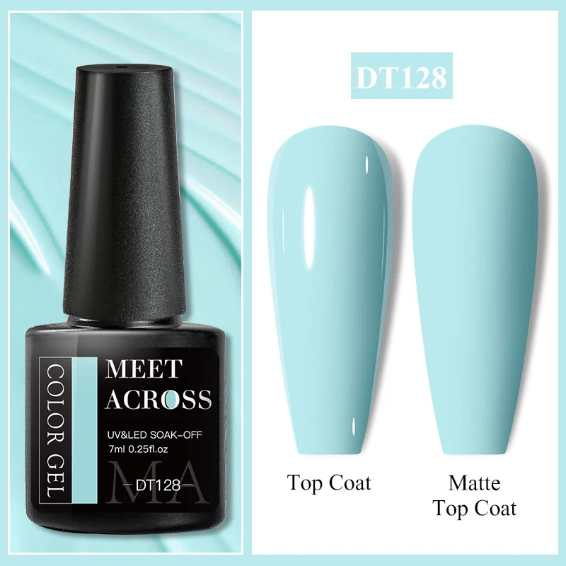 MEET ACROSS 7ml Glitter Gel Nail Polish Sparkly Sequins UV LED Soak Off Varnish For Manicure Semi Permanent Nail Art Gel Polish