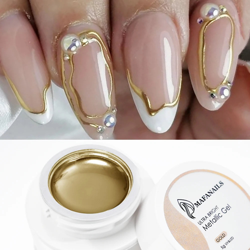 5/7/8ml Super-Bright Metallic Painting Liner Gel Polish Silver/Gold/Rose Mirror Gel Nail Polish Semi Permanent UV Nail Art Verni