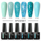 MEET ACROSS 6PCS/SET Macaron Series Gel Nail Polish Set Glitter Semi Permanent UV Nail Kit Base Matte Top Coat Nail Art Manicure