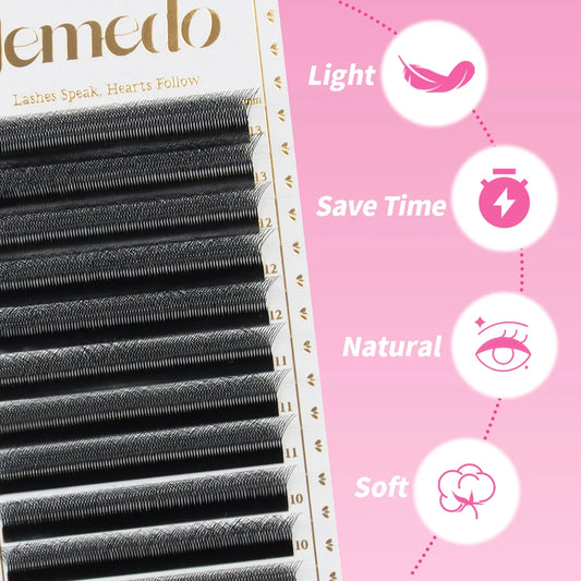 JEMEDO 5D 0.07mm Lash Extensions W-Shape Eyelash Extensions Natural Premade Volume Fans C/D/M Curl Lashes For Beauty Eye Makeup
