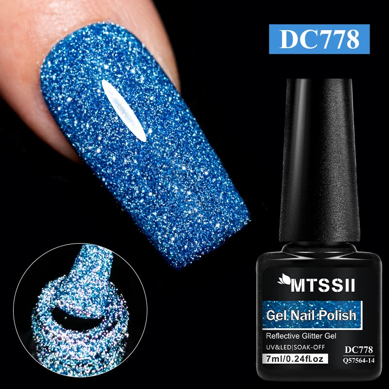 7ml Champagne Gold Sliver Reflective Nail Gel Polish Sparkling Shining Glitter Pink Red Nail Supplies Semi Permanent Gel Varnish