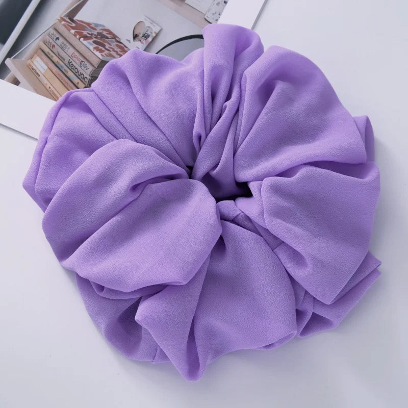 Big Size Chiffon Scrunchies For Muslim Women Custom Elastic Volumizing Oversized Neat stitching Malaysian Bunch Hair Tie
