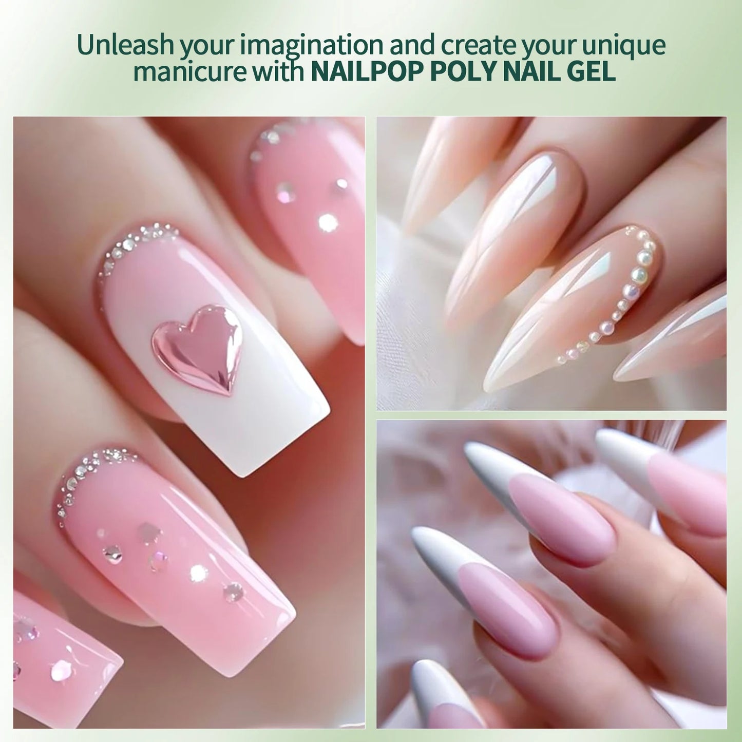 Nailpop TPO/HEMA-Free Crystal Poly Nail Gel Builder Gel 6 Colors For Nails Extension UV/LED Lamp Curing Fast Dry Perfect DIY 1pc