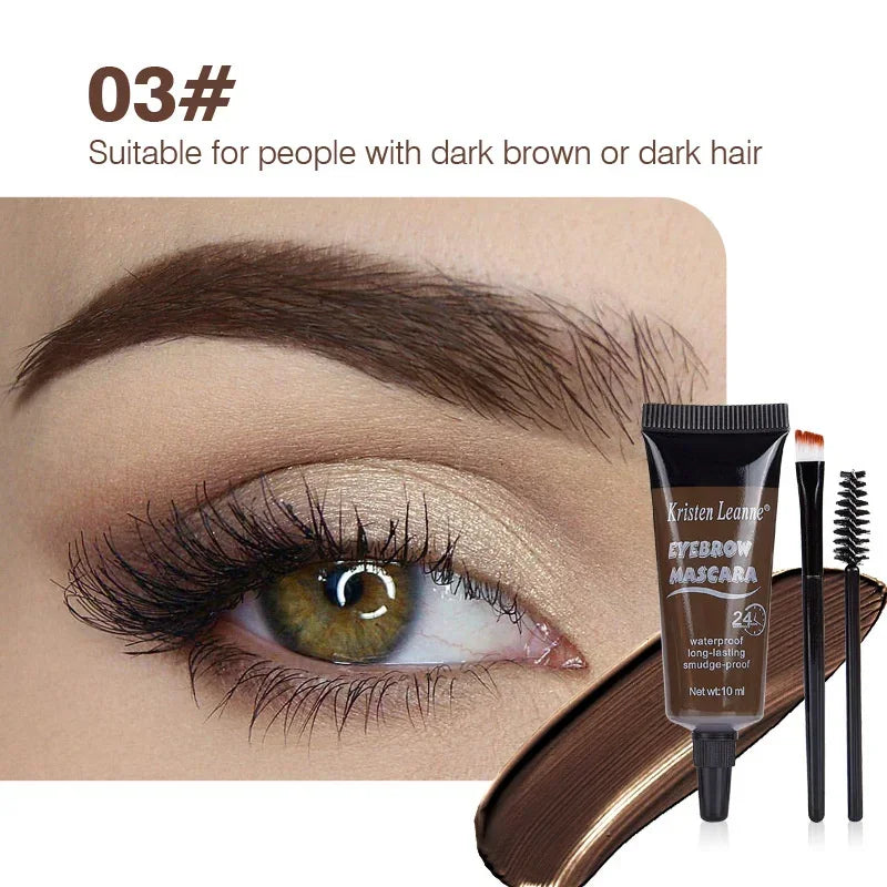 Dyeing Eyebrow Set with Brush Waterproof Quick-drying Natural Stain Coloring Liquid Eyebrows Enhancers 3D Wild Brow Setting Gel