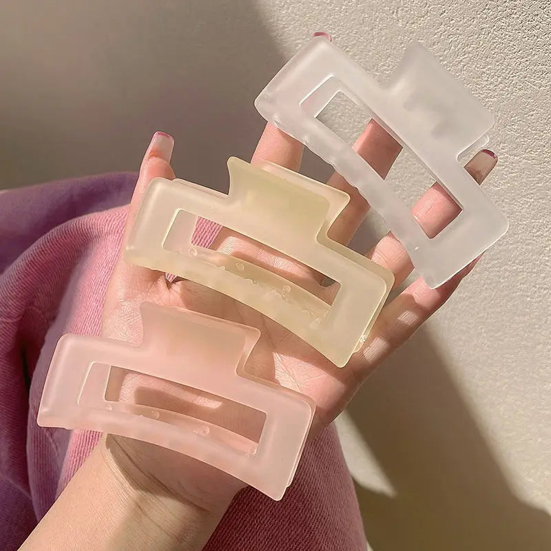 New Women Elegant Transparent Frosted Rectangle Hair Claws Lady Sweet Hair Decorate Toothed Hair Clips Fashion Hair Accessories