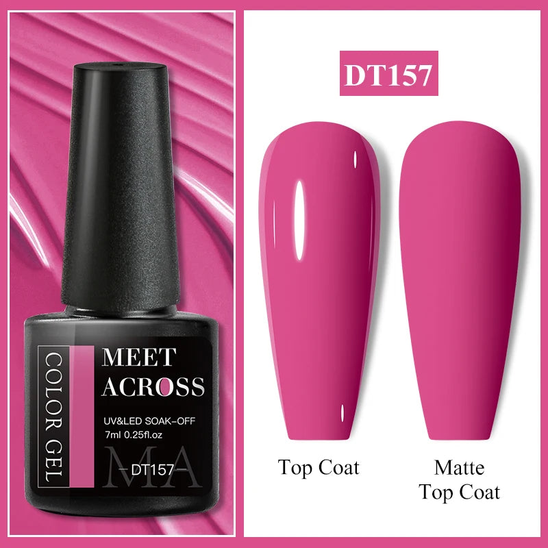 MEET ACROSS 7ml Black White Red Gel Nail Polish Glitter Semi Permanent Nail Supplies Gel Vernis for All-Season Nails Design