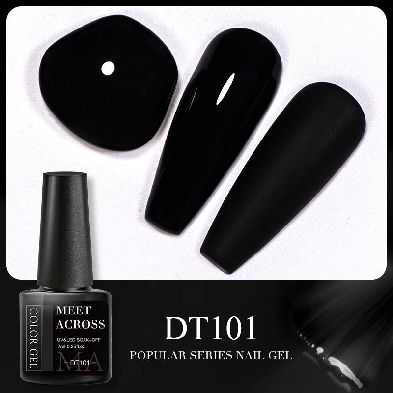 MEET ACROSS 7ml 140 Colors Glitter Gel Nail Polish Fluorescent Laser Semi Permanent Soak Off Nail Art UV Gel Varnish Manicure