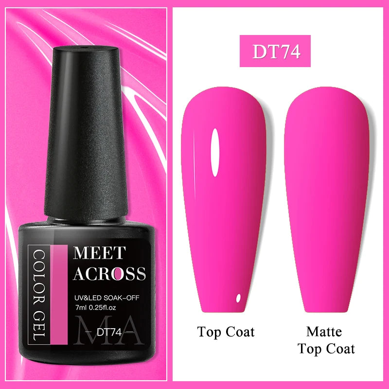 MEET ACROSS 7ml Purple Nail Gel Polish Semi Permanent Nail Art For Nails Decoration UV LED Painting Gel Varnish Nail Supplies