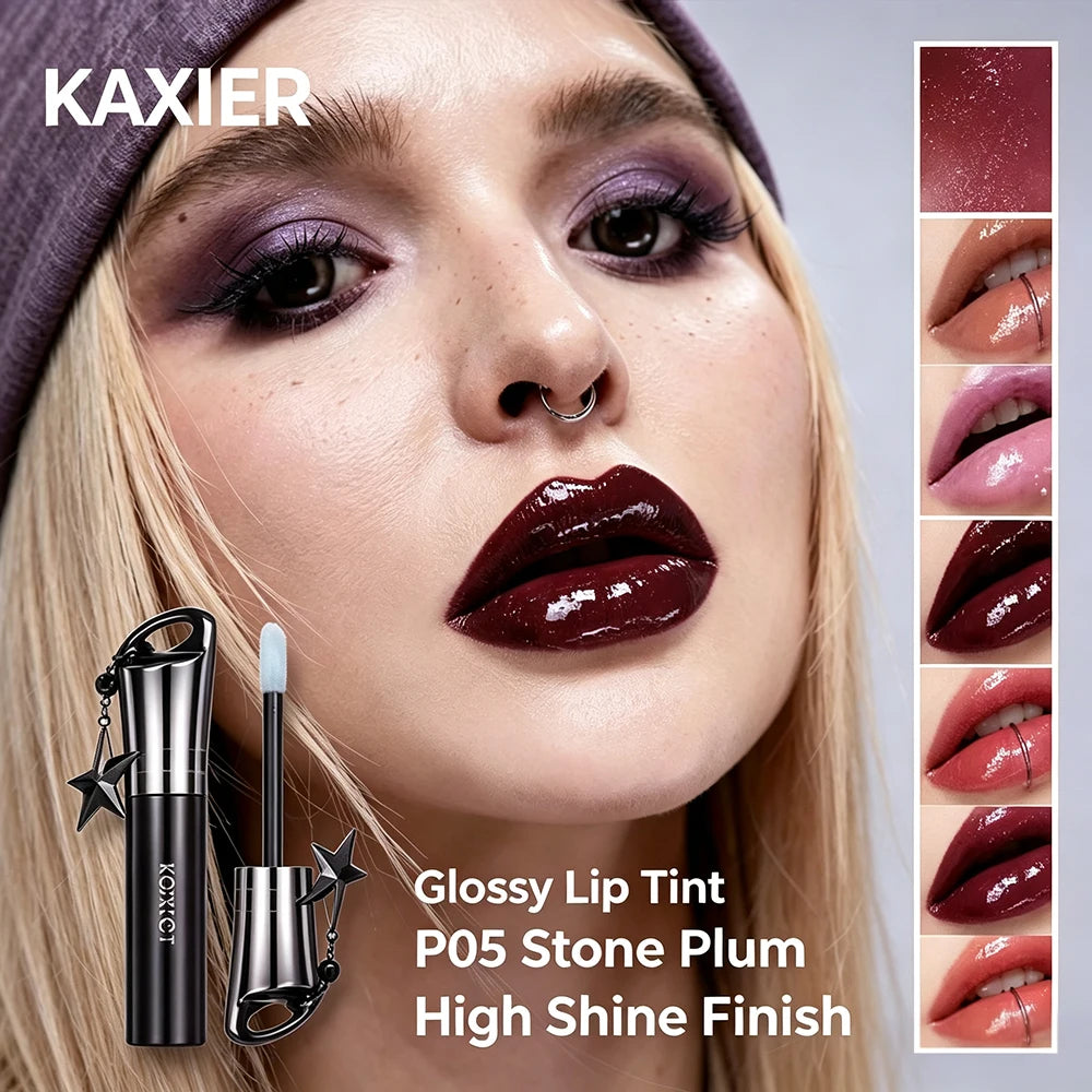Kaxier Glossy Lip Glaze Mirror Tint Longlasting Shiny Lip Gloss Non Sticky Hydrating Halloween Makeup Pendant Daily Lip Cosmetic