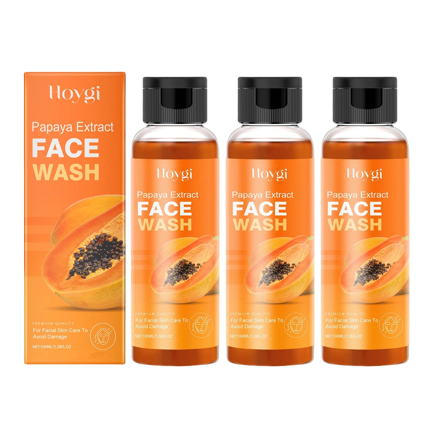 Hoygi Papaya Cleanser Gentle Exfoliating Hydrating Brightening Natural Enzyme Face Wash for Sensitive Skin All Types