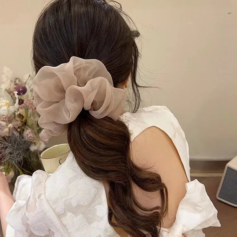 4/5Pcs Fashion Chiffon Scrunchies for Women Korean Silk Elastic Hair Ties Ponytail Holder Headwear Hair Accessories