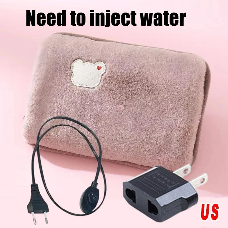 Soft Plush Electric Hot Water Bottle Charging with EU/US/AU Plug for Winter Warmth and Pain Relief Winter Women's Gifts