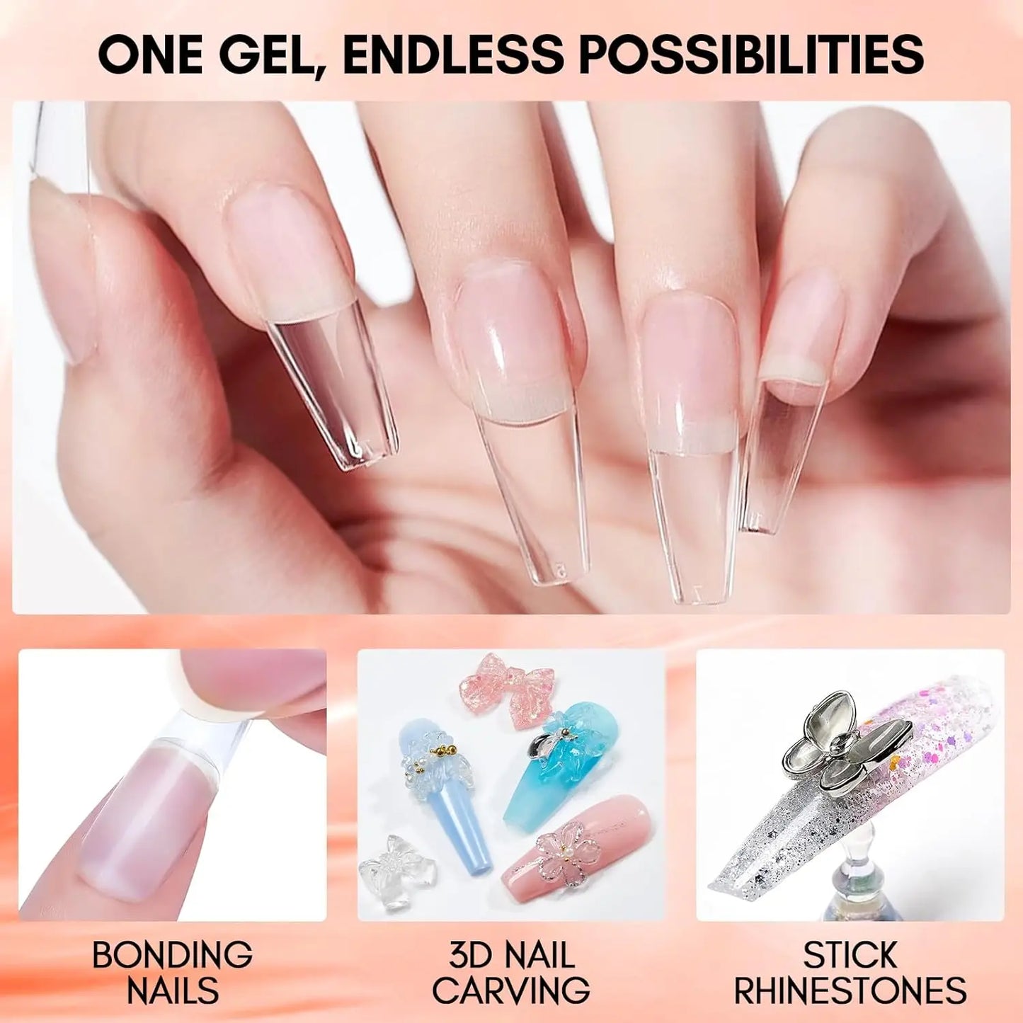 Makartt Solid Nail Gel for Acrylic Nail Tips Glue Gel Curing Needed UV Cured for Press On Nails Fake Nails Solid Nail Adhesive