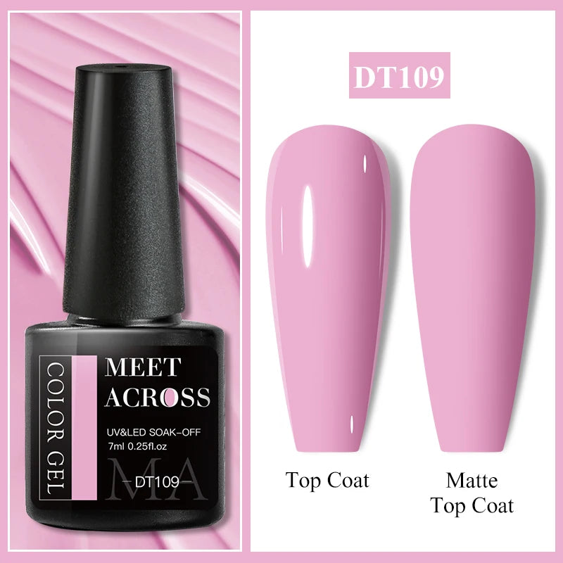 MEET ACROSS 7ml Black White Red Gel Nail Polish Glitter Semi Permanent Nail Supplies Gel Vernis for All-Season Nails Design