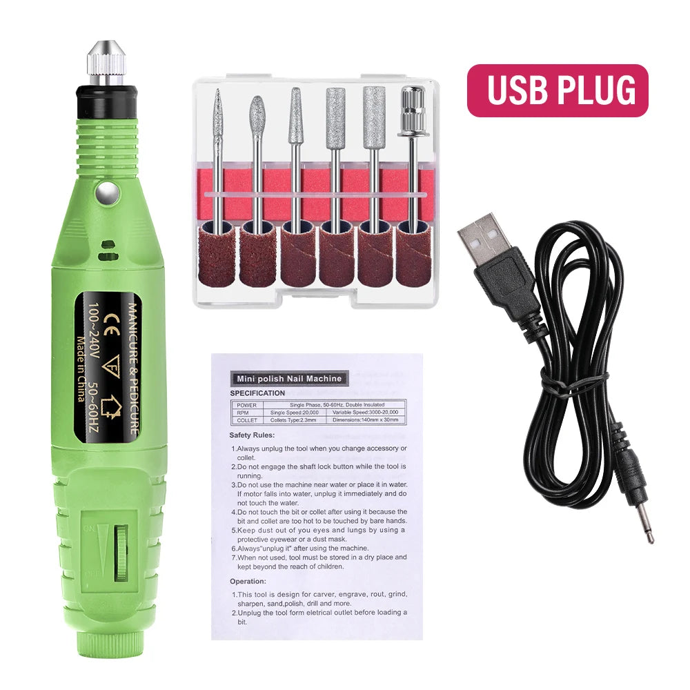 Electric Nail Sander Set Nail Drill Machine Grinding Equipment Milling Cutter For Manicure Pedicure Strong Polishing Tools