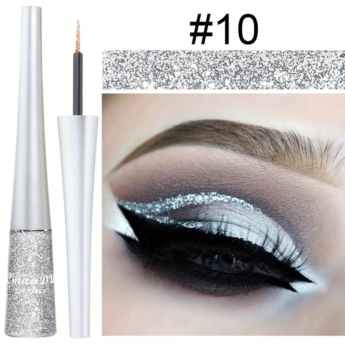Long-Lasting Liquid Eyeliner Pen - Shimmer in Silvery, Green & Blue | Waterproof, Smudge-Proof Makeup