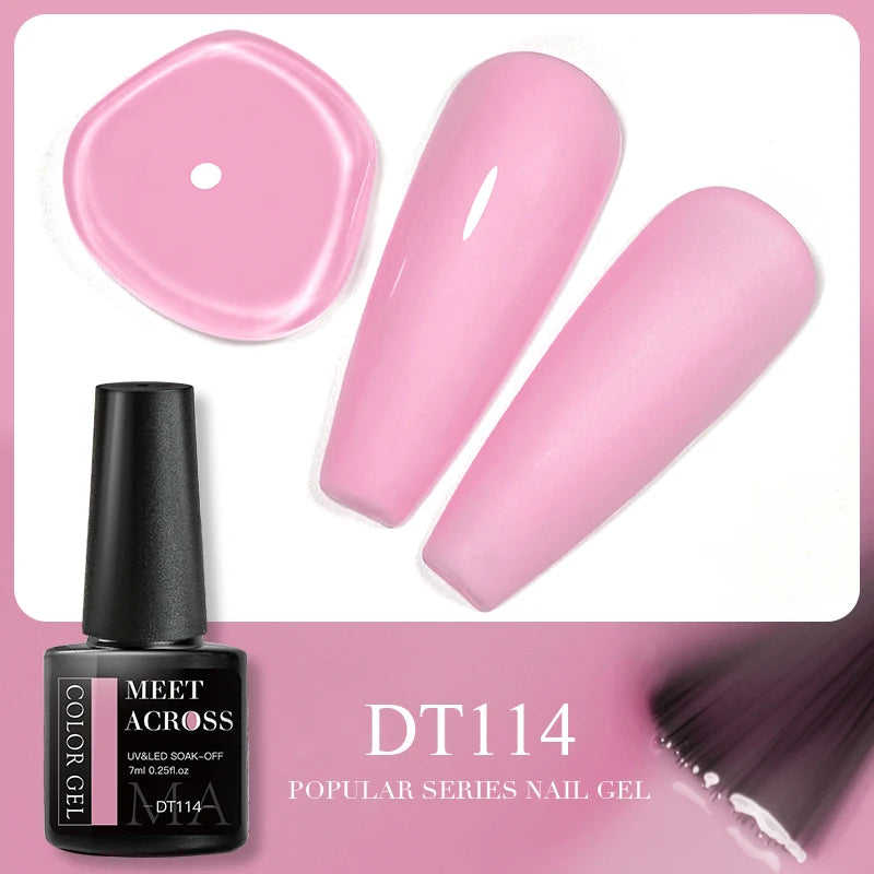 MEET ACROSS 7ml 140 Colors Glitter Gel Nail Polish Fluorescent Laser Semi Permanent Soak Off Nail Art UV Gel Varnish Manicure