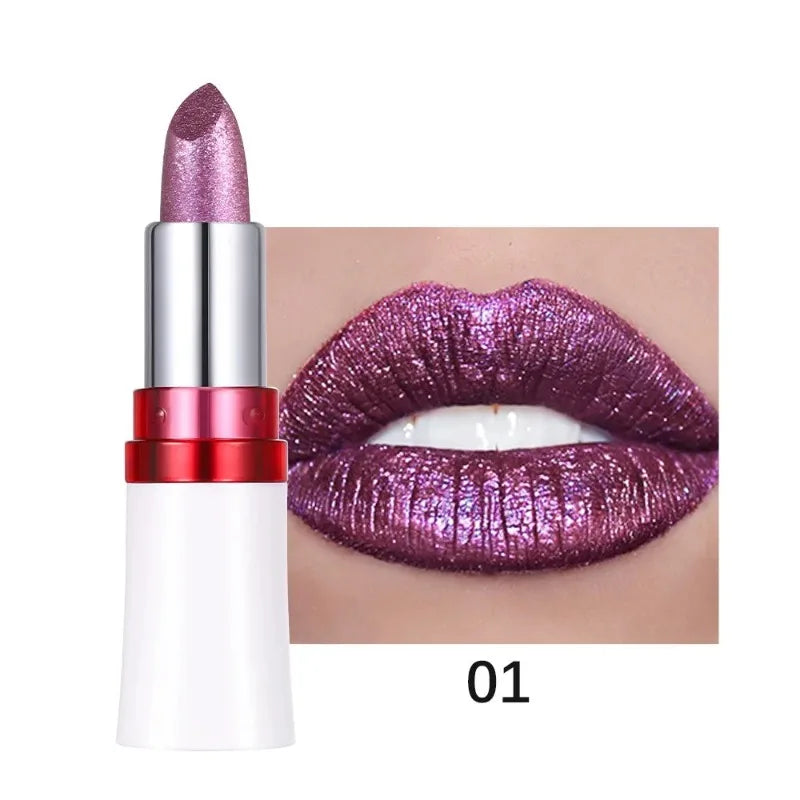 Metallic Lipstick Blue Purple Chameleon Lipstick Glitter Diamond Shimmer Color Changing Lip Gloss Pearl Shine Charming Makeup