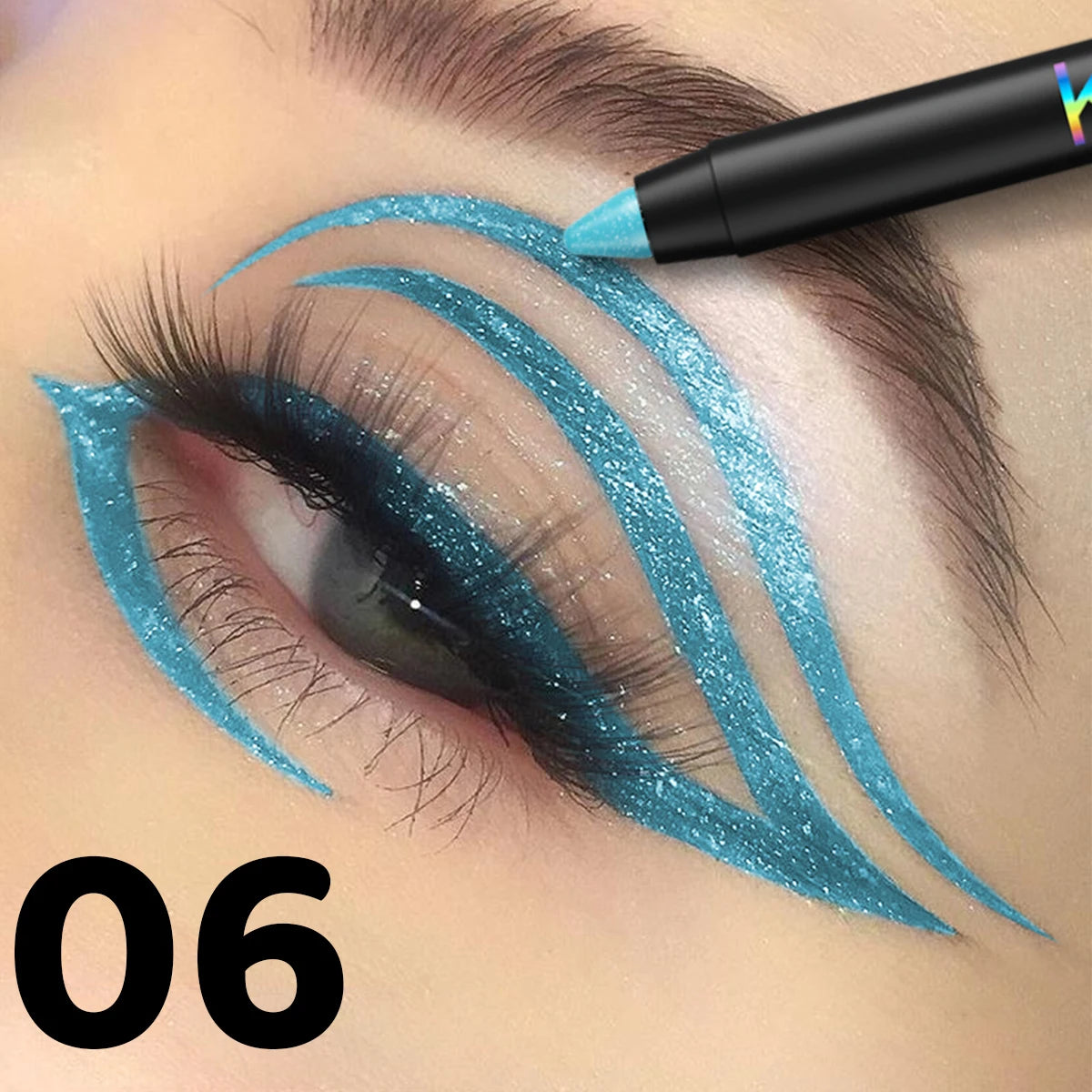 1pc Colourful Eyeliner Pen,High Pigmented Pearly Glitter&Shimmer Metallic Eyeliner Stick, Long Lasting Waterproof White Black
